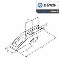 Flachzahn | Anschraubzahn| Schaufelzahn | 40-45 mm x13